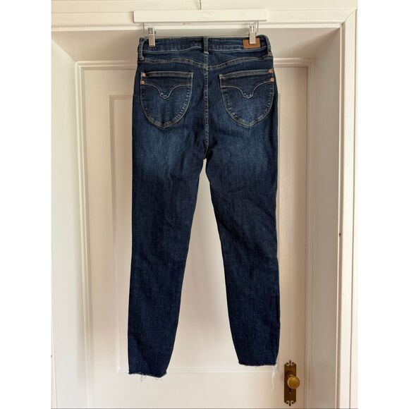 Judy Blue Dark Wash Skinny Fit Jeans w/ Frayed Hem Sz 7/28 EUC - Picture 8 of 10
